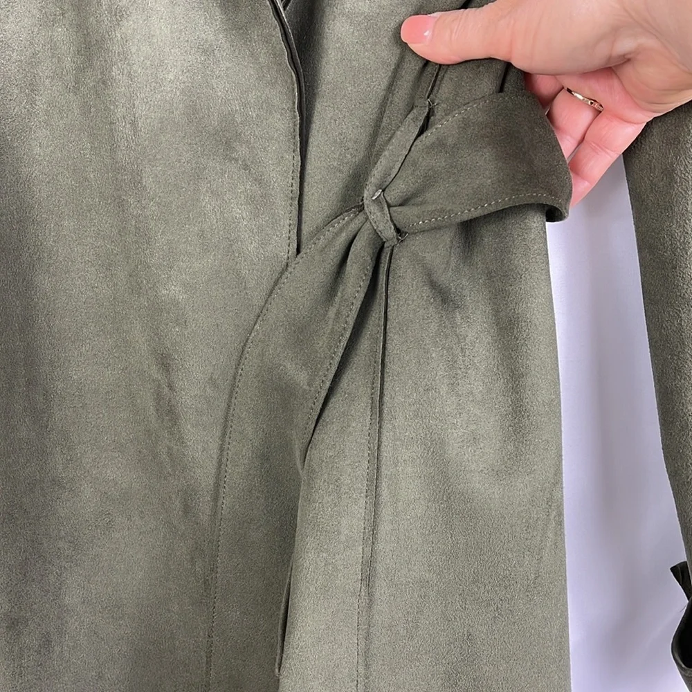 Philosophy faux leather trench belt wrap Sz M olive green - Picture 10 of 13